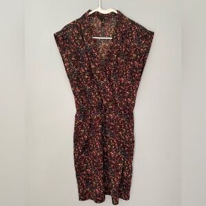 AQUA Women’s Wrap Dress Colorful Print Short Sleeve Elastic Waist Size Medium